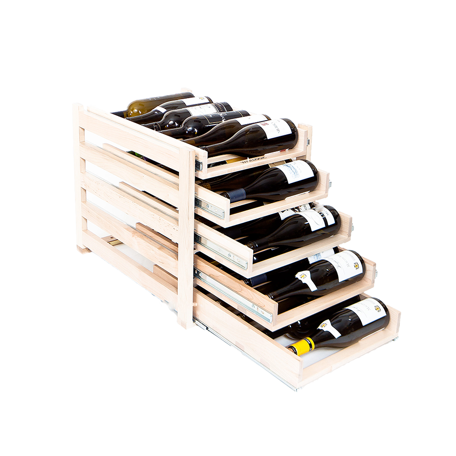 Store up to 30 bottles of wine in your kitchen with the Wine Logic 5-tray in-cabinet storage rack